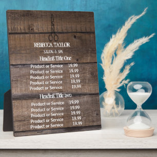 Photo Prix du salon de ciseau rustique en bois / Plaque