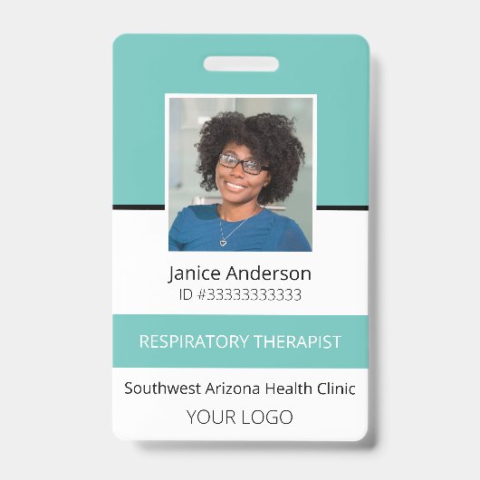 Photo professionnelle Badge Turquoise d'identifica (Avant)