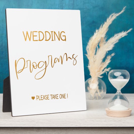 Photo Programmes de mariage signer Gold Tabletop Plaque (Côté)