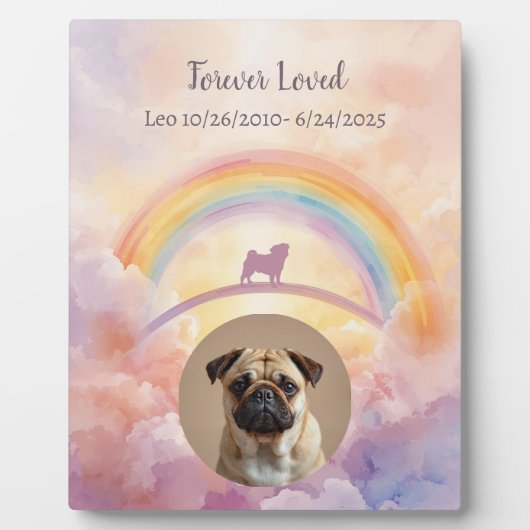 Photo Pug Rainbow Bridge Memorial Plaque Watercolor Pet (Devant)