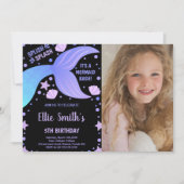 Photo Purple Blue Tail Shell Invitations de sirène (Devant)