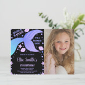 Photo Purple Blue Tail Shell Invitations de sirène (Debout devant)