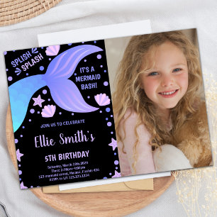 Photo Purple Blue Tail Shell Invitations de sirène