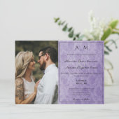 Photo Purple Damask Faire-part de mariage Monogram (Debout devant)