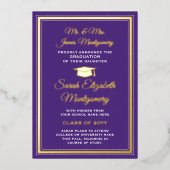 Photo Purple et Gold Foil Faire-part de graduation (Recto)