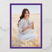 Photo Purple et Gold Foil Faire-part de graduation (Verso)