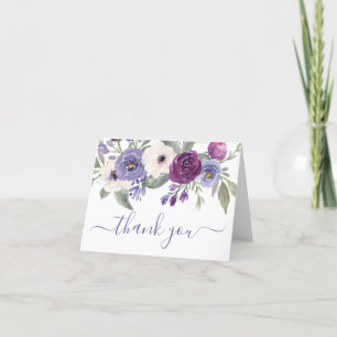 Photo Purple Floral Mariage Carte de remerciements