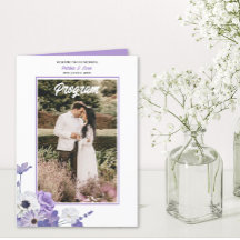 Photo Purple Floral Mariage Programme plié