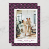 Photo Purple Plaid Neige Joyeuse Carte de Noël (Devant / Derrière)