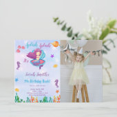 Photo Purple Shell Mermaid Invitations d'anniversa (Debout devant)