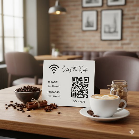 Photo QR Code Blanc Profitez De La Plaque Tabletop Wifi