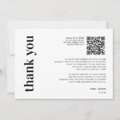 Photo QR Code Bold Carte de remerciements Mariage (Devant)