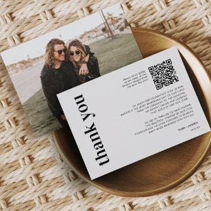 Photo QR Code Bold Carte de remerciements Mariage