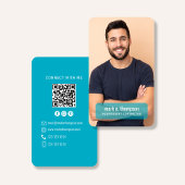 Photo QR Code Connect With Me Teal Modern Visitekaartje