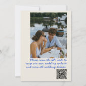 Photo QR Code Hand Drawn Blue Cake Bows Wedding  Kaart (Achterkant)