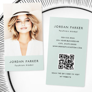Photo QR code mode bleu vert cartes de visite