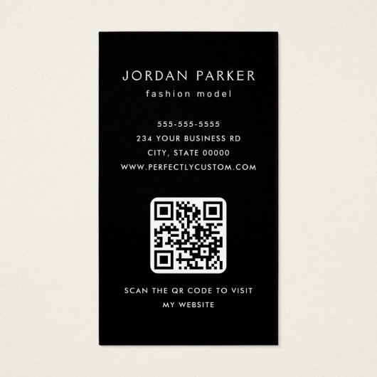 Photo QR code mode modèle carte de visite noir (Dos)