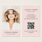 Photo QR code mode modèle carte de visite rose (Devant & derrière)