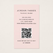 Photo QR code mode modèle carte de visite rose (Dos)