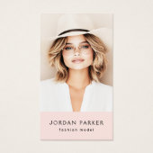 Photo QR code mode modèle carte de visite rose (Devant)