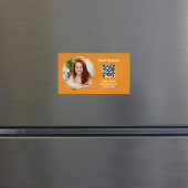 Photo QR Code Orange Modern Magnetic Magnetisch Visitekaartje