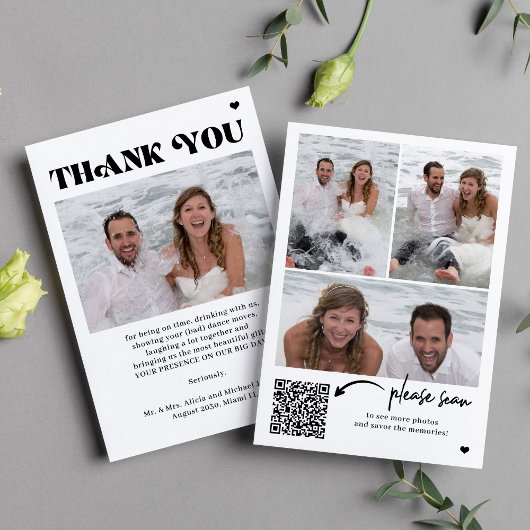 Photo QR code typographie mariage carte de remerci