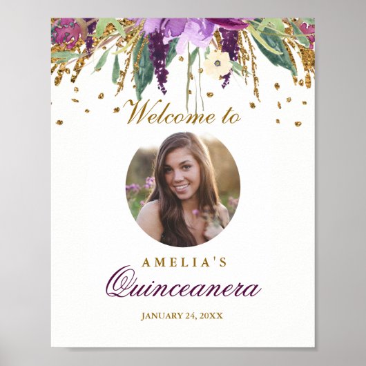 Photo Quinceanera Affiche de bienvenue Amethyst (Devant)