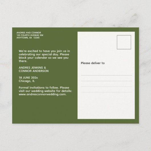 Photo raffinée Enregistrer la date Carte postale v (Dos)