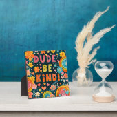 Photo Rainbow Floral Dude Be Kind Inspirivity Plaque (Insitu)