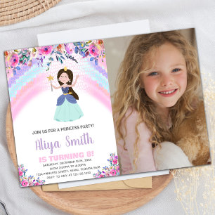 Photo Rainbow Pink Princess Invitations d'annivers