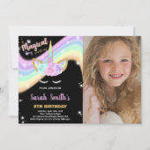 Photo Rainbow Pink Unicorn Invitations d'anniversa (Devant)