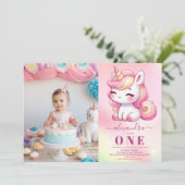 Photo Rainbow Unicorn Anniversaire Invitation 1ère (Debout devant)