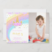Photo Rainbow Unicorn Invitations d'anniversaire (Devant)