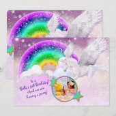 Photo Rainbow Unicorn Party Invitation (Devant / Derrière)