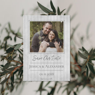 Photo rayé vintage   Save The Date gris