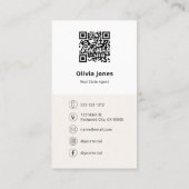 Photo Realtor QR Code Carte de visite beige (Dos)