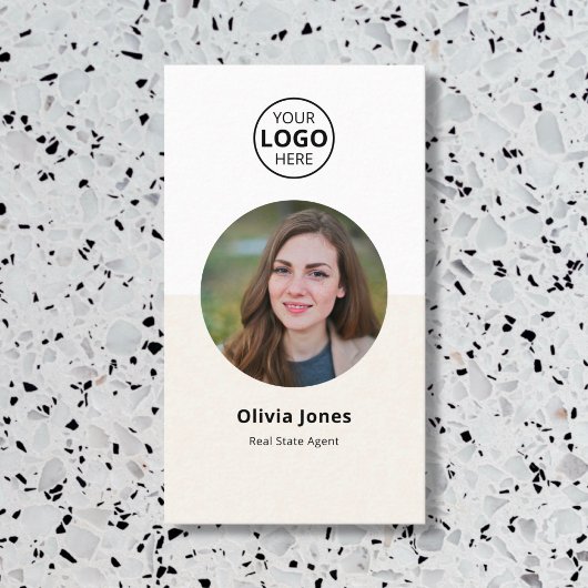 Photo Realtor QR Code Carte de visite beige