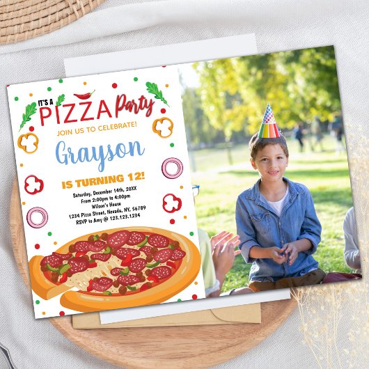 Photo Red Chili White Pizza Invitations d'annivers
