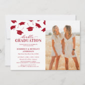 Photo Red Double Graduation Party Invitations (Devant)