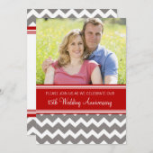 Photo Red Grey Invitation du 15e anniversaire (Devant / Derrière)