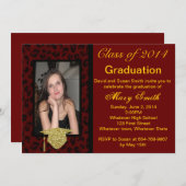 Photo Red Leopard Graduation Invitation (Devant / Derrière)