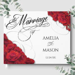 Photo Red Roses Calligraphy Script Wedding Gastenboek