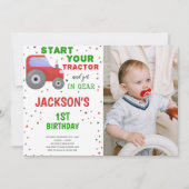 Photo Red Tractor Invitations d'anniversaire (Devant)