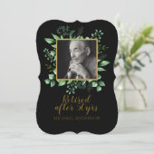 PHOTO Retraite Invitation Black Gold Feuilles (Debout devant)