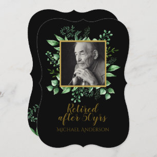 PHOTO Retraite Invitation Black Gold Feuilles