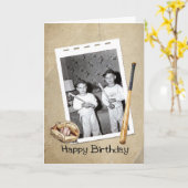 photo rétro de garçons avec carte de batte de base (Fleur jaune)