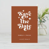 Photo Retro Typography Wedding Save The Date Aankondiging (Staand voorkant)