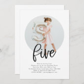 Photo ronde cinq invitation anniversaire (Devant / Derrière)