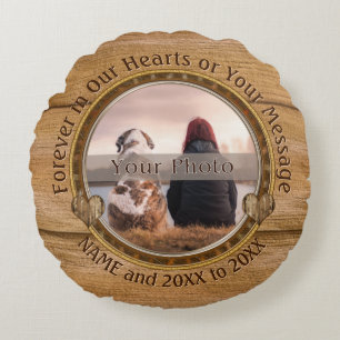 Photo ronde et coussin commémoratif personnalisé