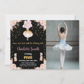 Photo Rose Black Ballerina Invitations Anniversair (Devant)